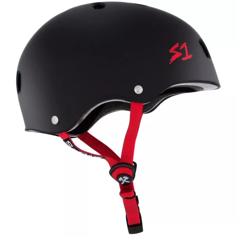 Skateboard helmet S-One Lifer Black Matte Red Straps 2024 